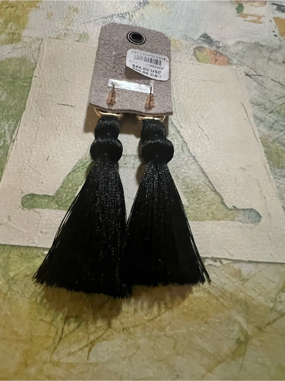 Anthropologie Tassel Drop Earrings - NWT - Black